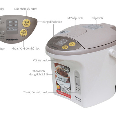 Bình Thủy Điện Tử Panasonic PABT-NC-EG2200CSY - 2.2L - Hàng chính hãng